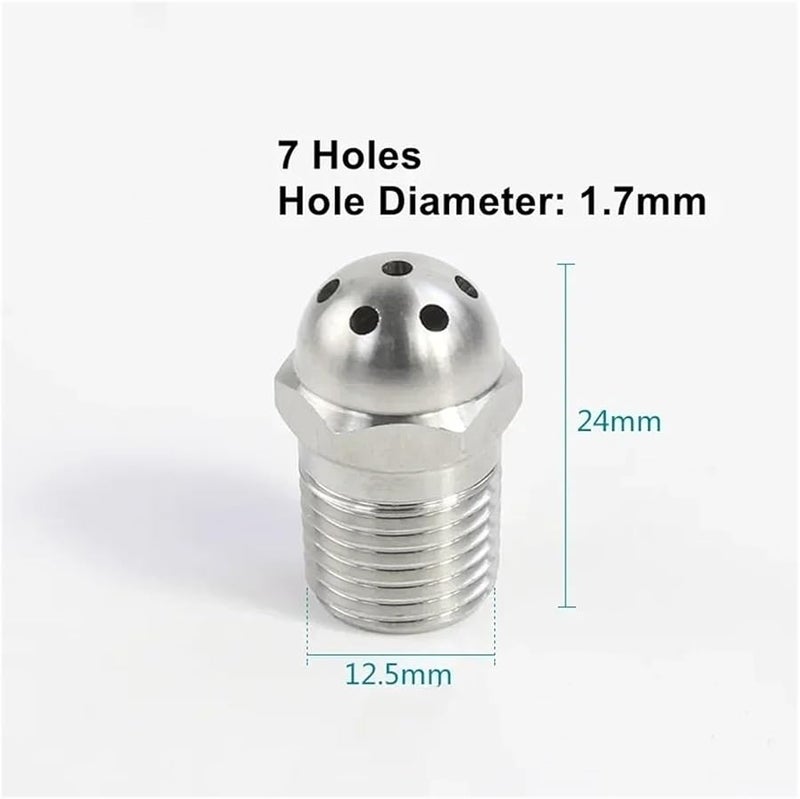 304 فولاذ مقاوم للصدأ 7 ثقوب 1 4 بوصة خيط ذكري BSP رأس دائري فوهة رش للغسيل التنظيف التبريد - Image 3